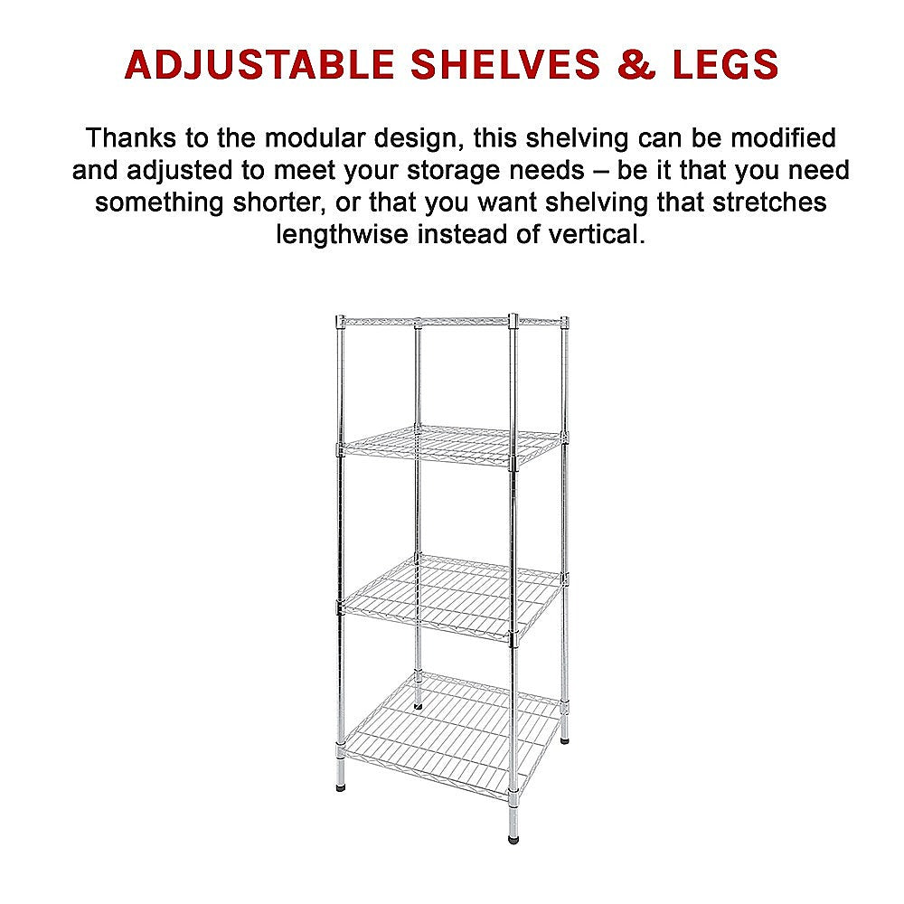 Modular Wire Storage 60x60cm Steel Shelving Chrome