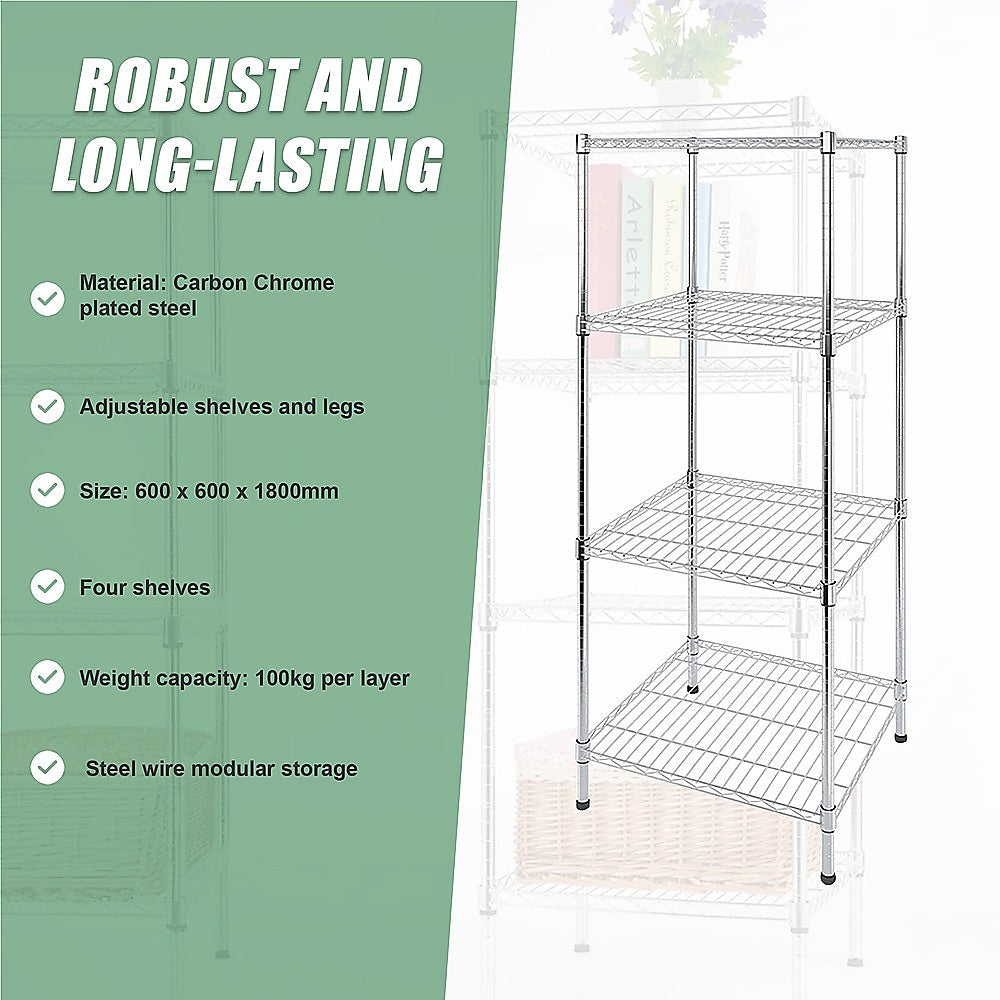 Modular Wire Storage 60x60cm Steel Shelving Chrome