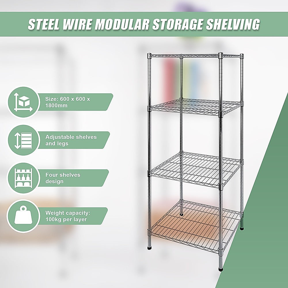 Modular Wire Storage 60x60cm Steel Shelving Chrome