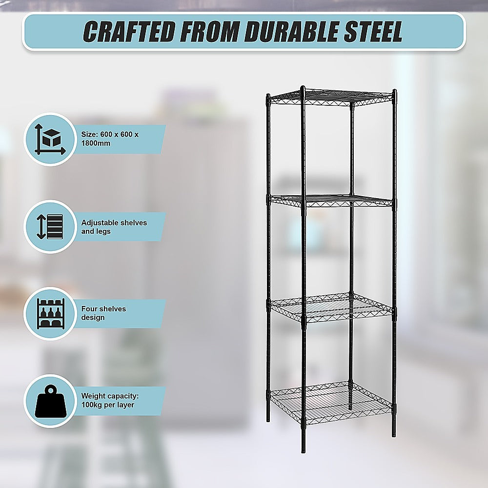 Modular Wire Storage 60x60cm Steel Shelving Black With Fixed