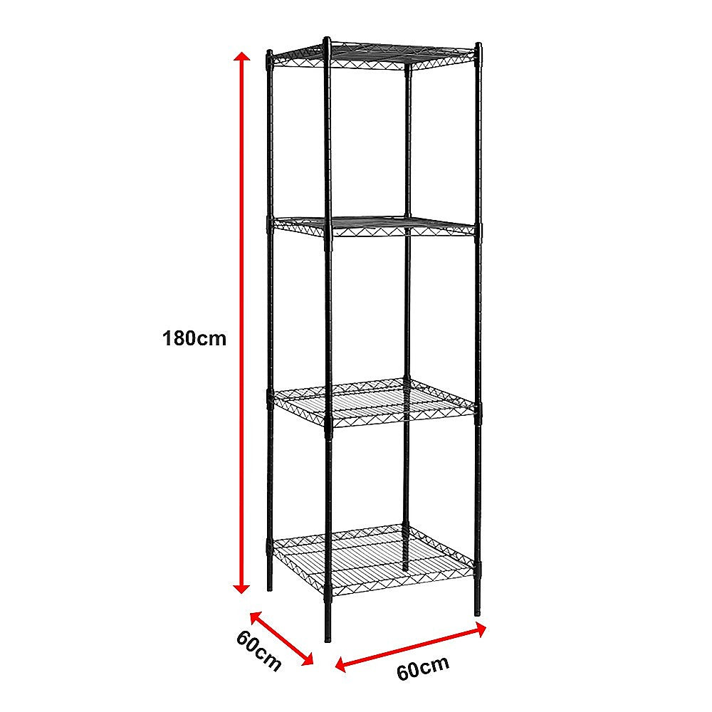Modular Wire Storage 60x60cm Steel Shelving Black With Fixed