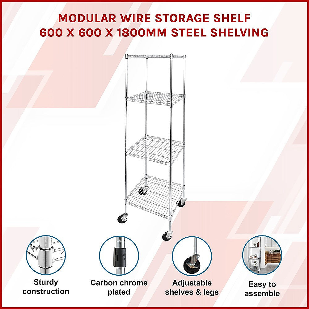 Modular Wire Storage 60x60cm Steel Shelving Chrome