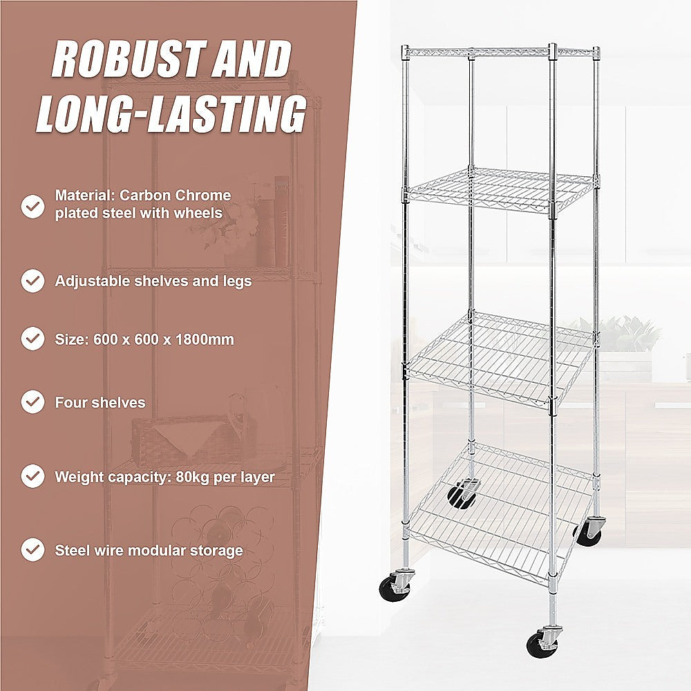 Modular Wire Storage 60x60cm Steel Shelving Chrome
