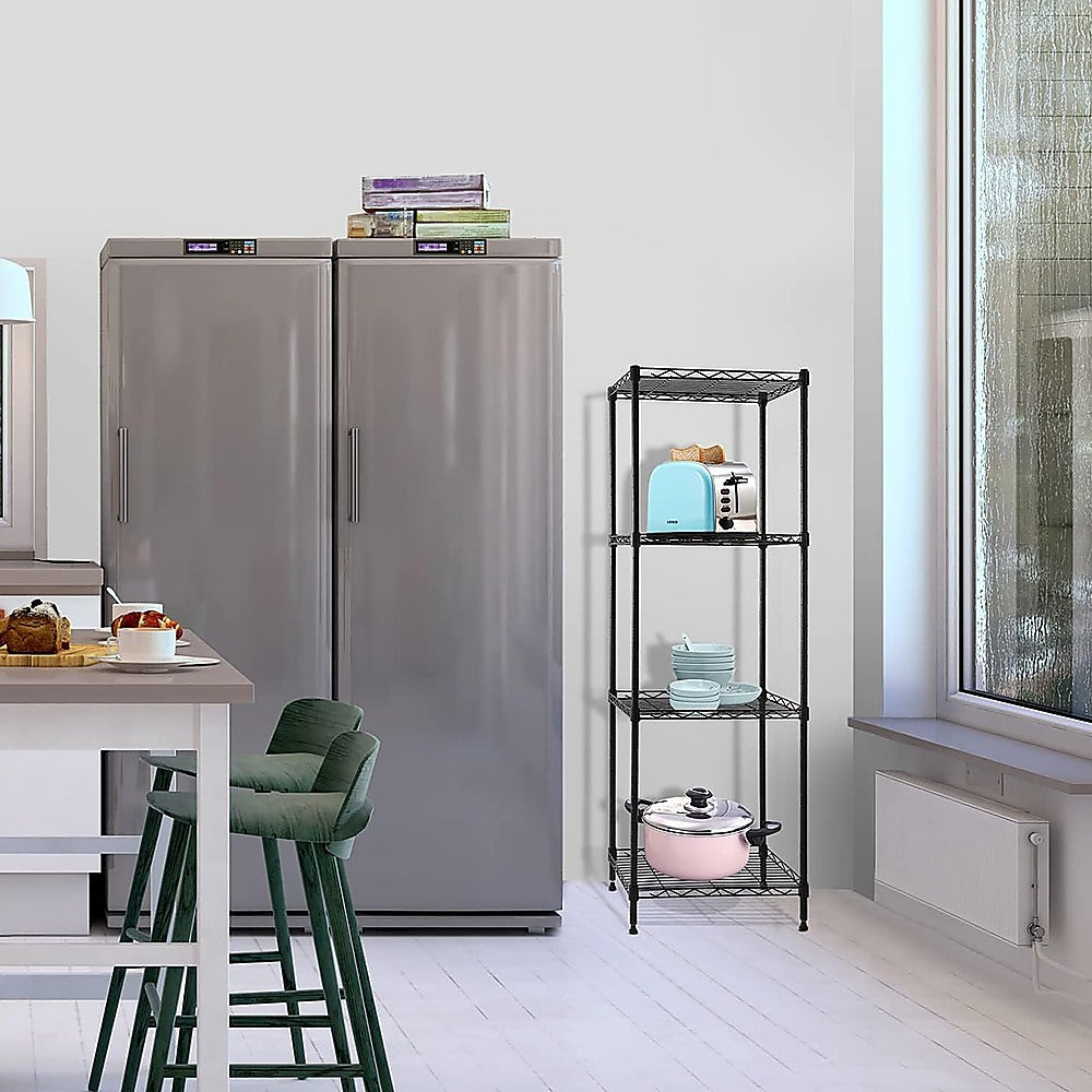 Modular Wire Storage 45x45cm Steel Shelving Black With Fixed Legs For Garage Warehouse Or Kitchen Organisation