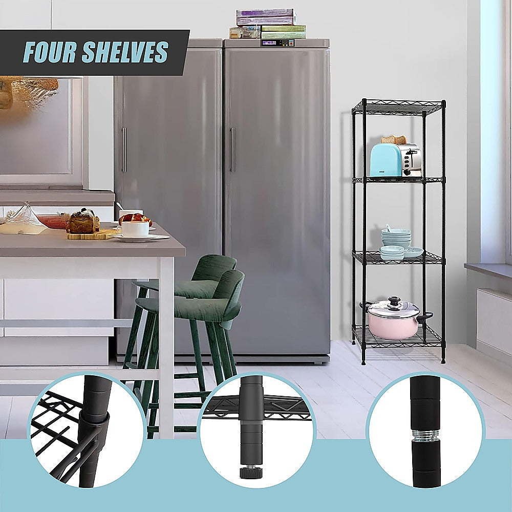 Modular Wire Storage 45x45cm Steel Shelving Black With Fixed