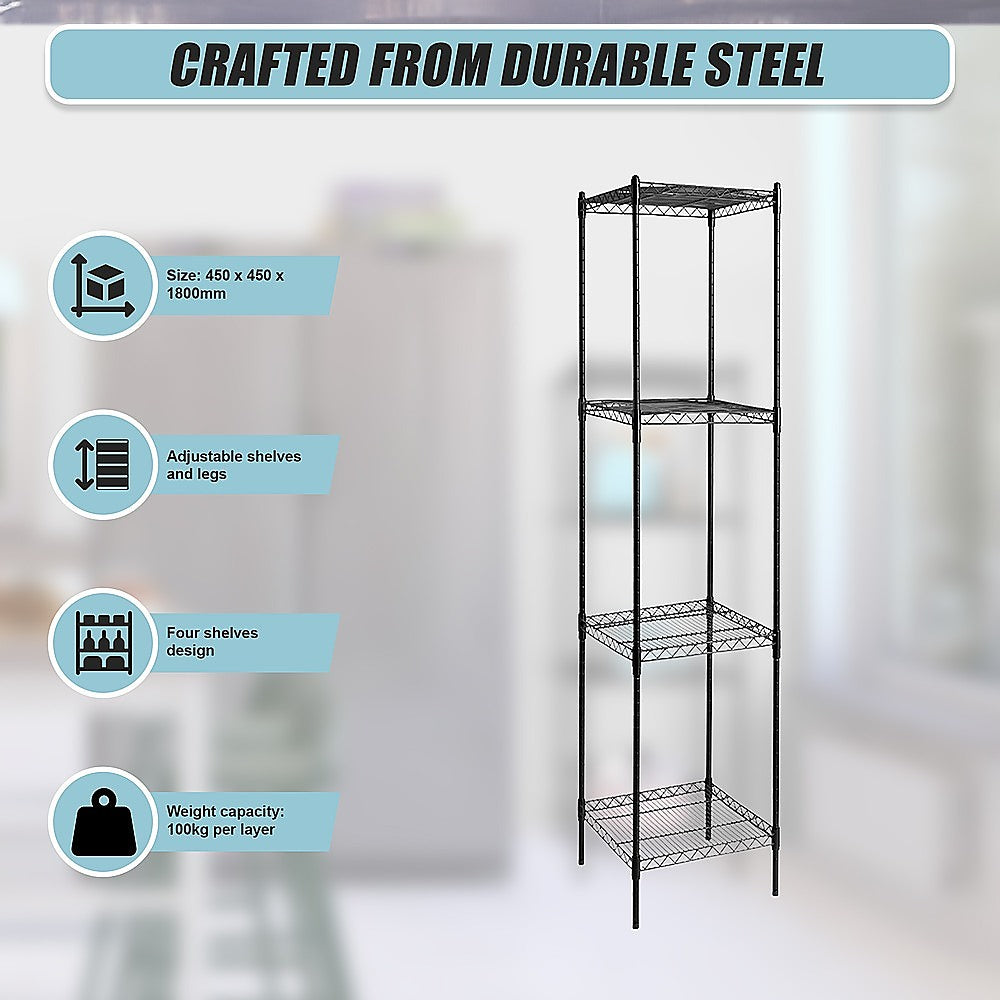 Modular Wire Storage 45x45cm Steel Shelving Black With Fixed