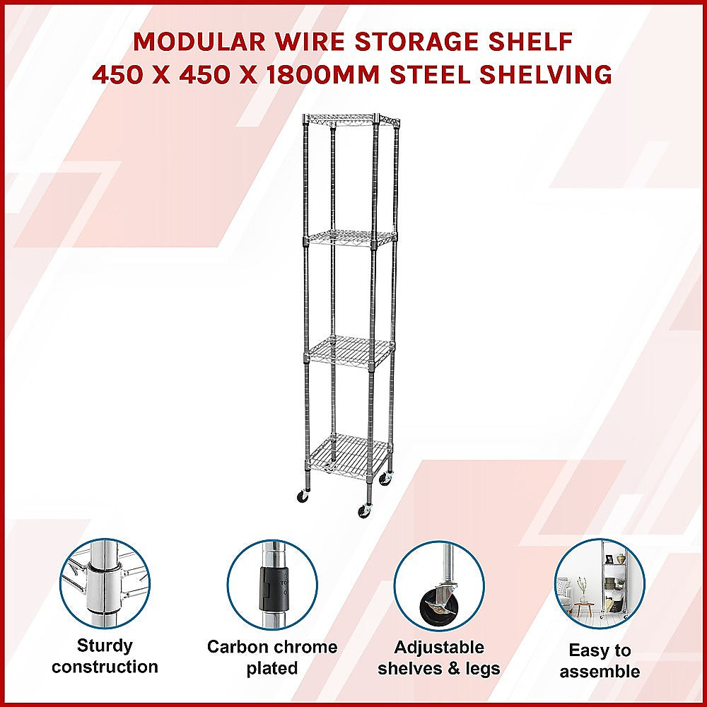 Modular Wire Storage 45x45cm Steel Shelving Chrome