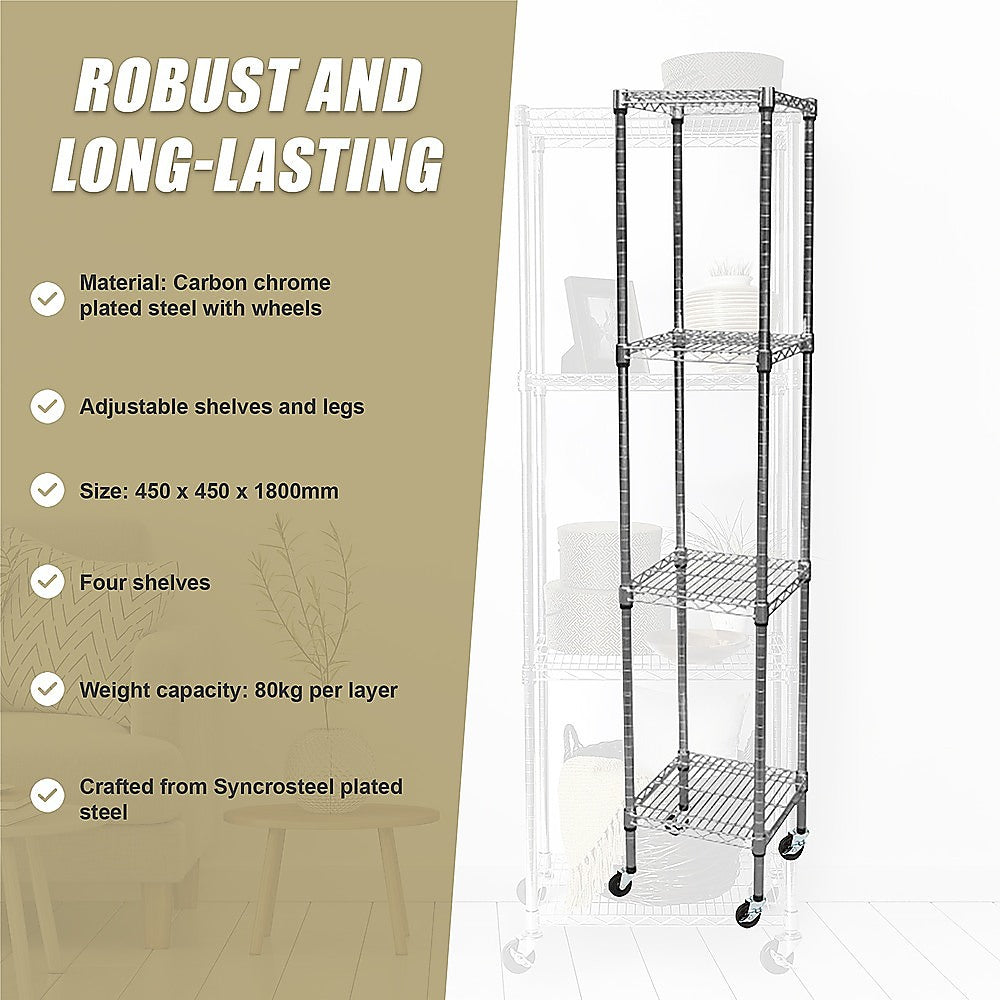 Modular Wire Storage 45x45cm Steel Shelving Chrome