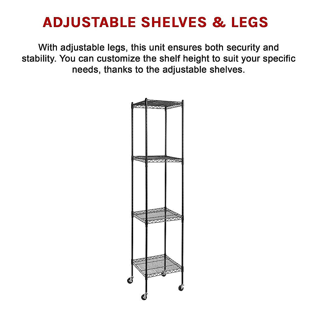 Modular Wire Storage 45x45cm Steel Shelving Black With Wheels