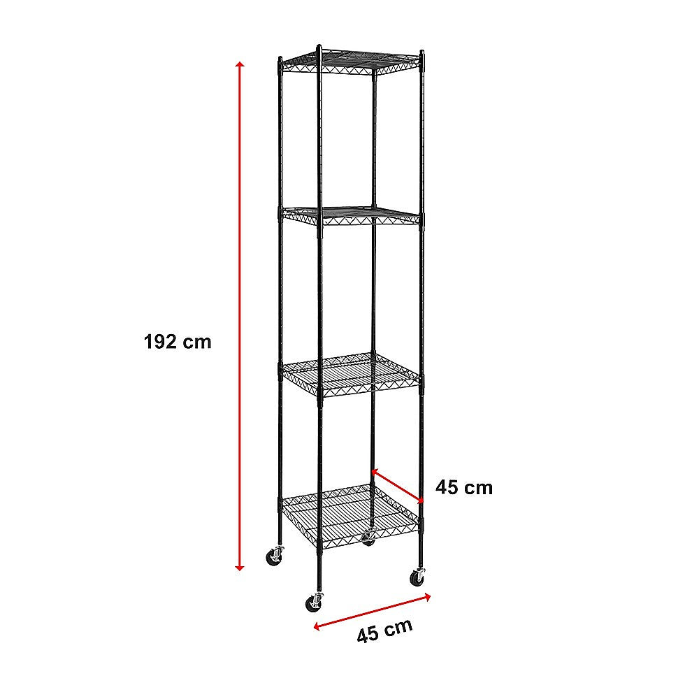 Modular Wire Storage 45x45cm Steel Shelving Black With Wheels