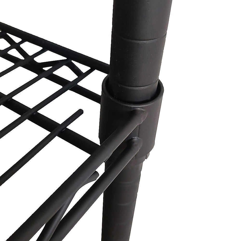 Modular Wire Storage 150x35cm Steel Shelving Black With Fixed Legs For Garage Warehouse Or Kitchen Organisation