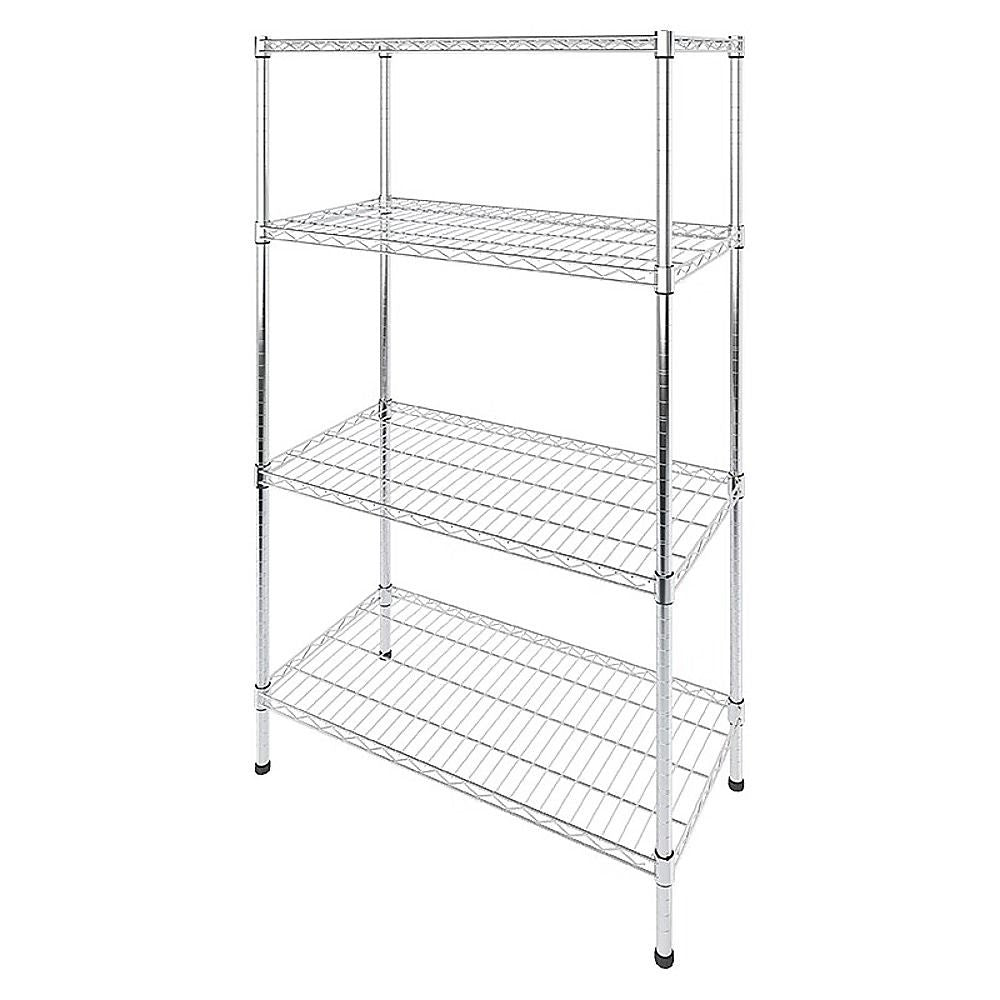 Modular Wire Storage 90x45cm Steel Shelving Chrome With Fixed Legs For Garage Warehouse Or Kitchen Organisation