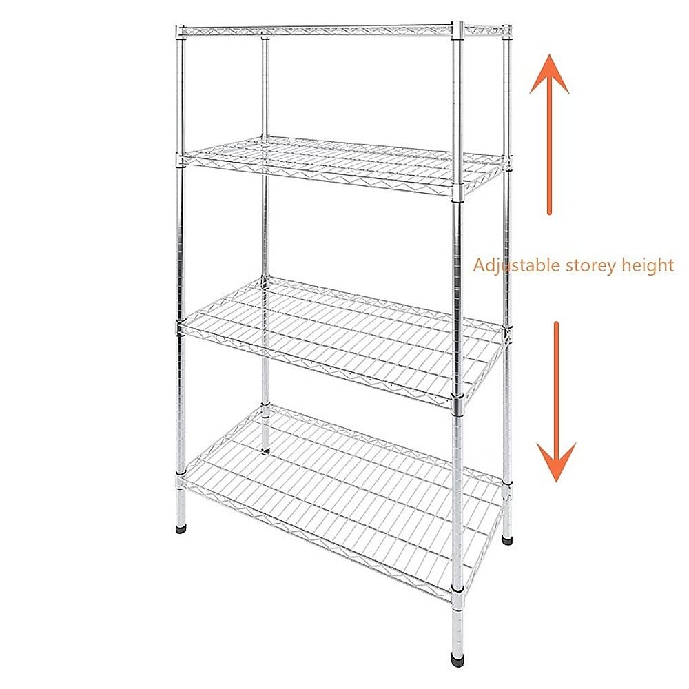 Modular Wire Storage 90x45cm Steel Shelving Chrome With Fixed Legs For Garage Warehouse Or Kitchen Organisation