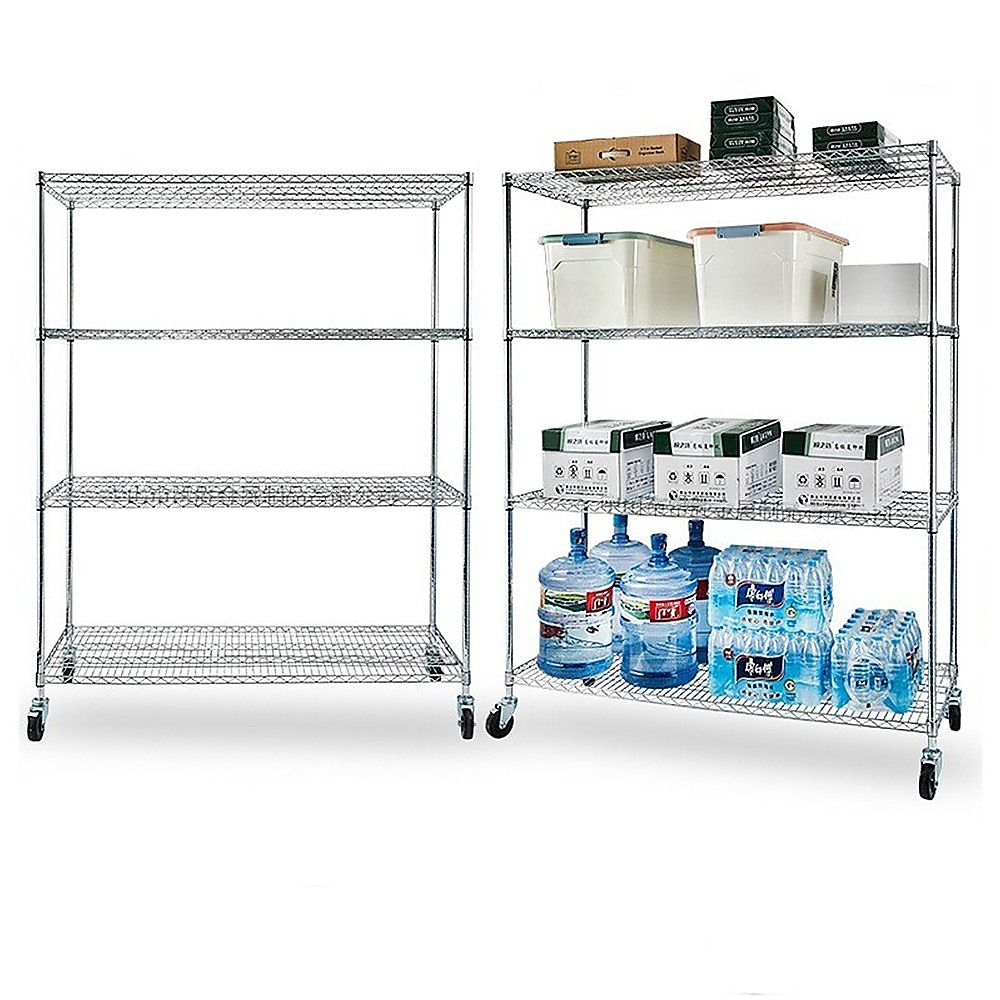 Modular Wire Storage 90x45cm Steel Shelving Chrome With Wheels For Garage Warehouse Or Kitchen Organisation
