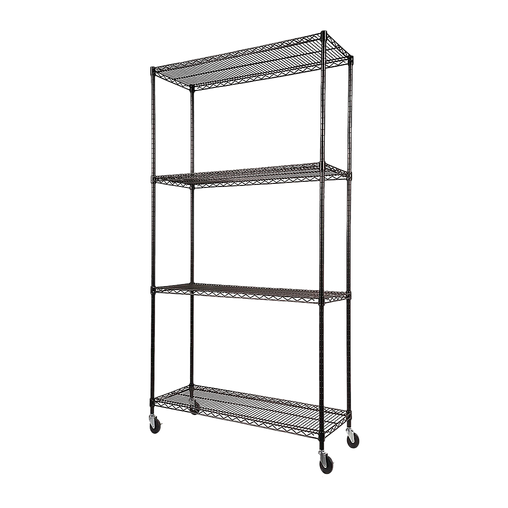Modular Wire Storage 90x45cm Steel Shelving Black With Wheels For Garage Warehouse Or Kitchen Organisation