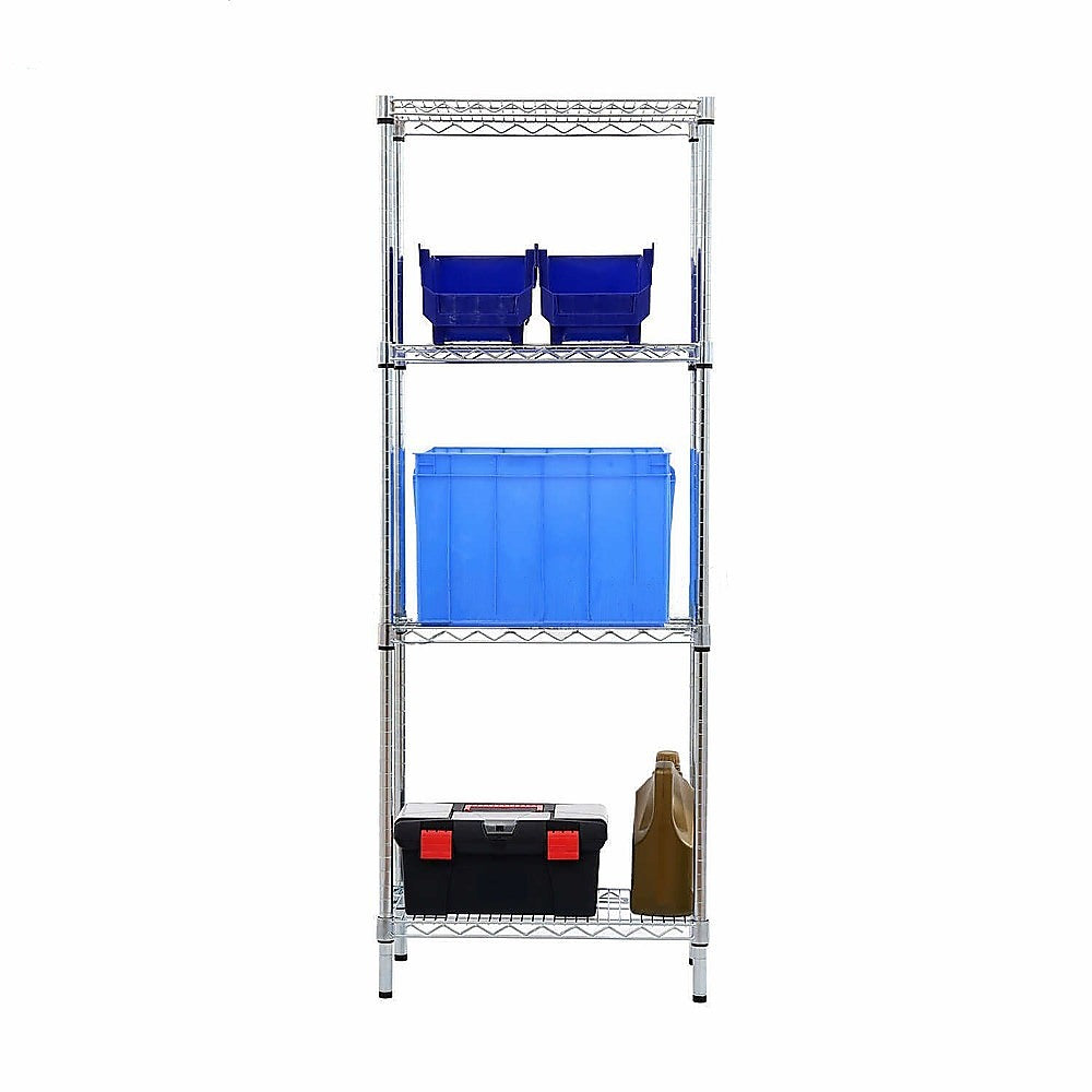 Modular Wire Storage 35x35cm Steel Shelving Chrome With Fixed Legs For Garage Warehouse Or Kitchen Organisation