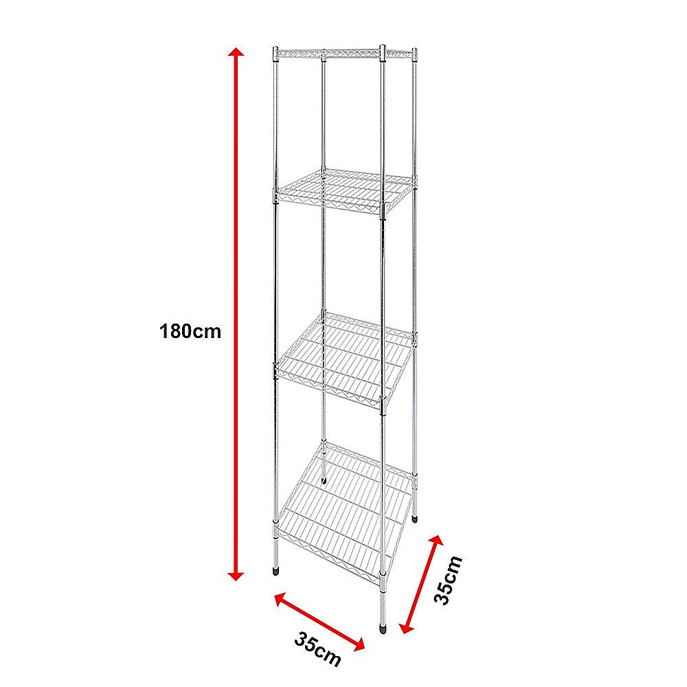 Modular Wire Storage 35x35cm Steel Shelving Chrome With Fixed Legs For Garage Warehouse Or Kitchen Organisation