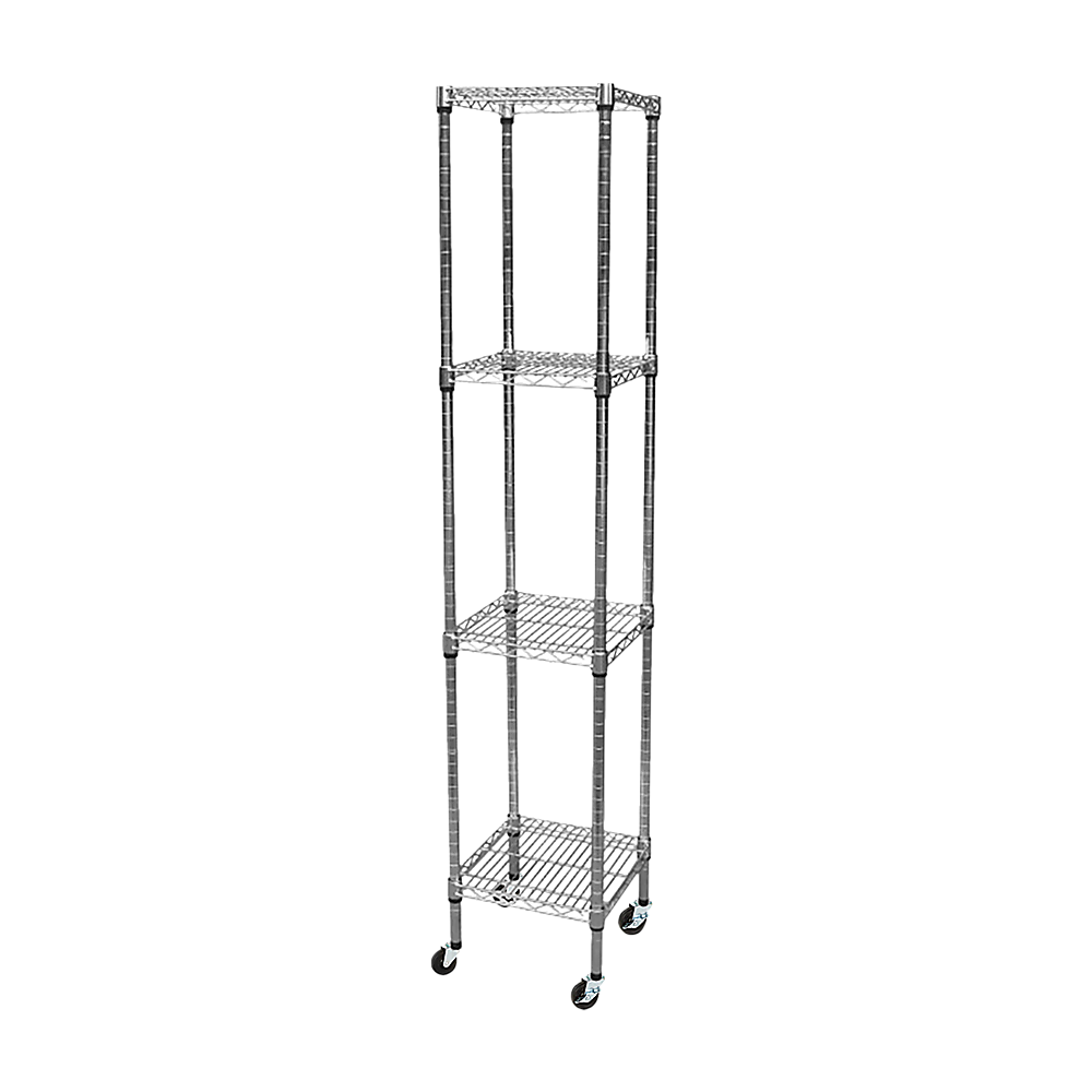 Modular Wire Storage 35x35cm Steel Shelving Chrome With Wheels For Garage Warehouse Or Kitchen Organisation