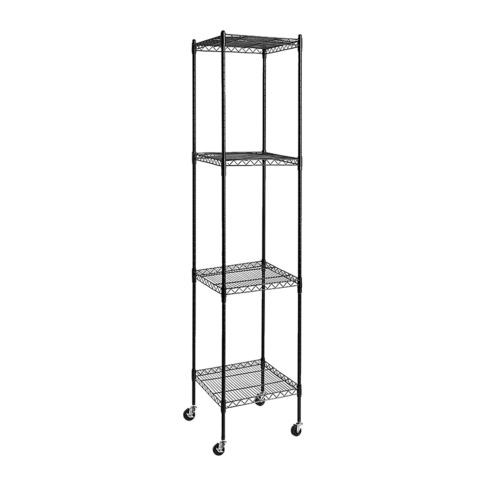 Modular Wire Storage 35x35cm Steel Shelving Black With Wheels For Garage Warehouse Or Kitchen Organisation