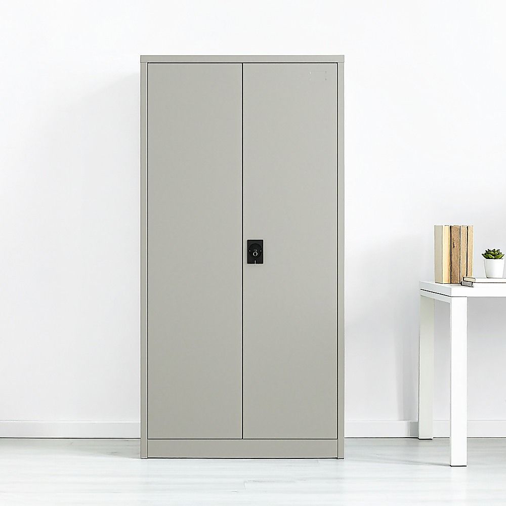 Two-Door Metal Cabinet Shelf Storage for Home Office Gym