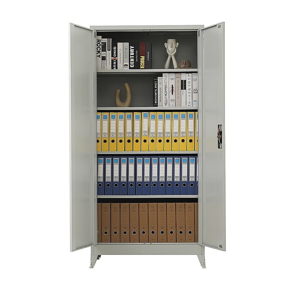 Two-Door Metal Cabinet Shelf Storage for Home Office Gym