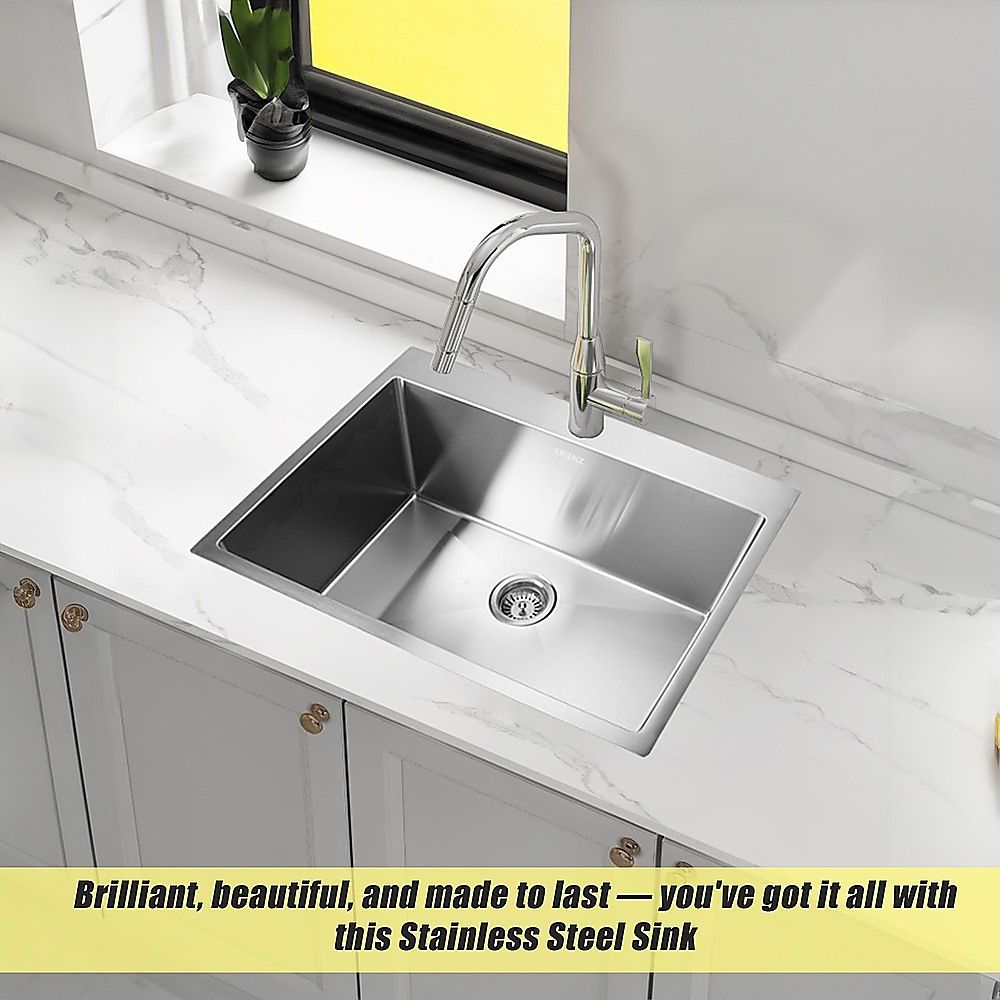 700x500mm Handmade Stainless Steel Undermount / Topmount Kitchen Laundry Sink with Waste