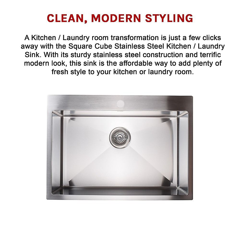 700x500mm Handmade Stainless Steel Undermount / Topmount Kitchen Laundry Sink with Waste