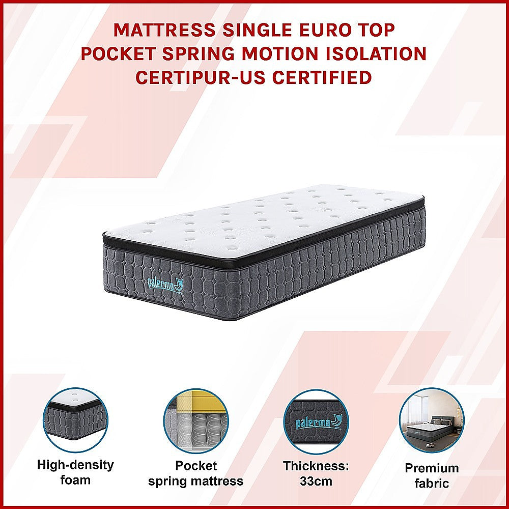 Single Euro Top Pocket Spring Mattress
