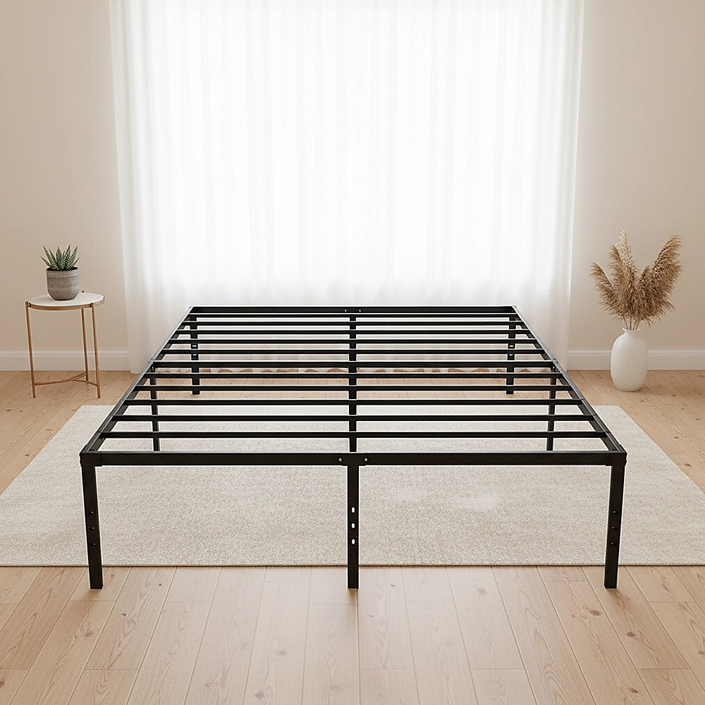 Queen Metal Bed Frame 45cm High Full Steel Base Platform For Stable Bedroom Support