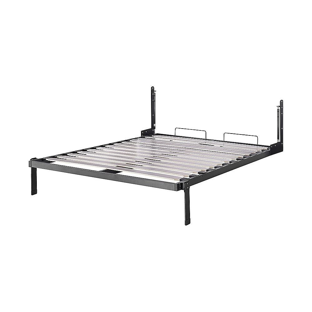 Double Wall Bed in White Gloss – Space Saving Murphy Bed Kit with Silver Door Handle