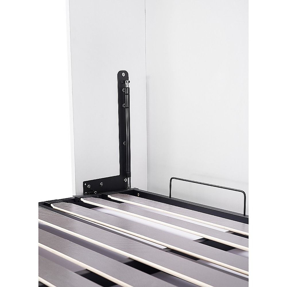 Double Wall Bed in White – Space Saving Murphy Bed Kit with Silver Door Handle