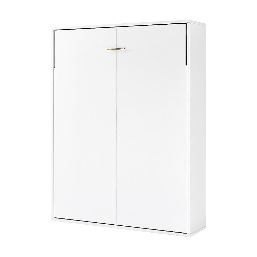 Double Wall Bed in White – Space Saving Murphy Bed Kit with Silver Door Handle