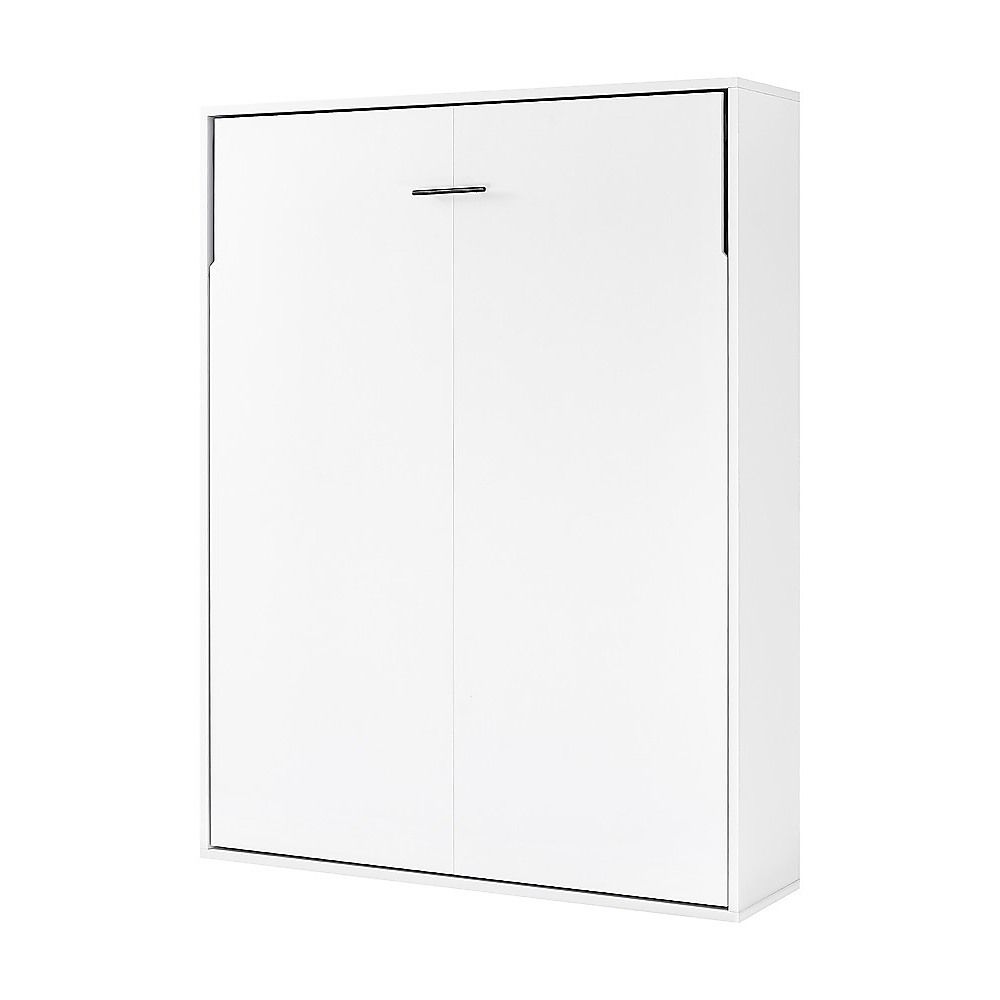 Double Wall Bed in White – Space Saving Murphy Bed Kit with Silver Door Handle