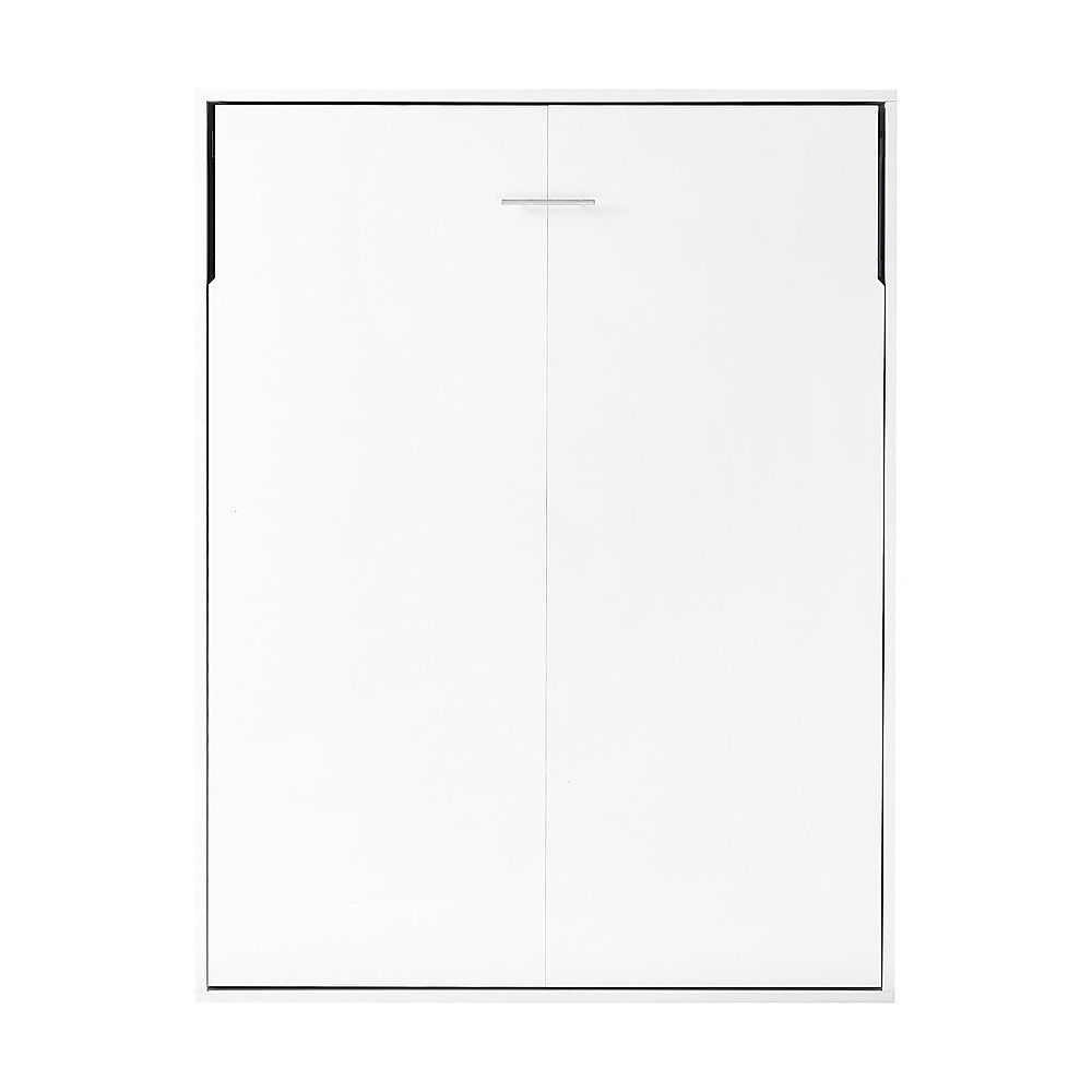 Double Wall Bed in White – Space Saving Murphy Bed Kit with Silver Door Handle