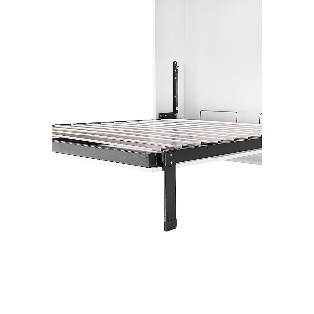 Double Wall Bed in White – Space Saving Murphy Bed Kit with Black Door Handle