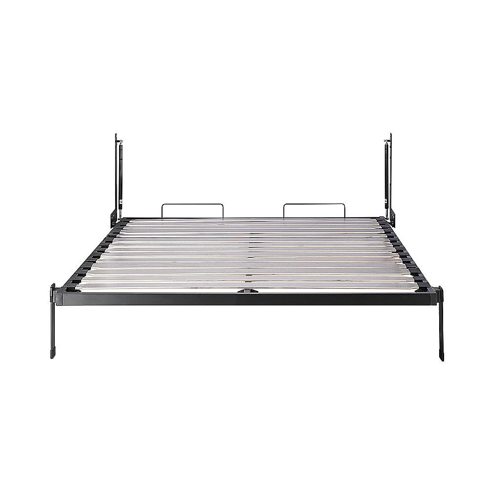 Queen Wall Bed in White Gloss – Space Saving Murphy Bed Kit with Black Door Handle