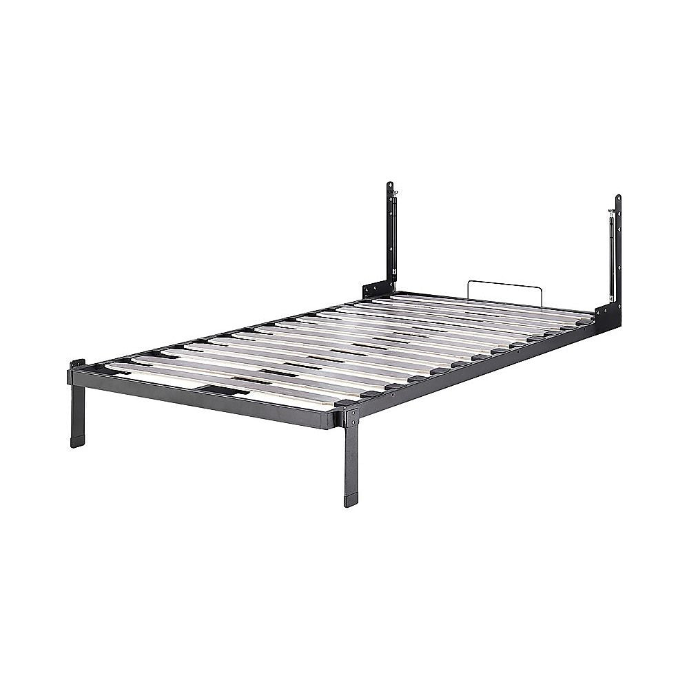 King-single Wall Bed in White Gloss – Space Saving Murphy Bed Kit with Silver Door Handle