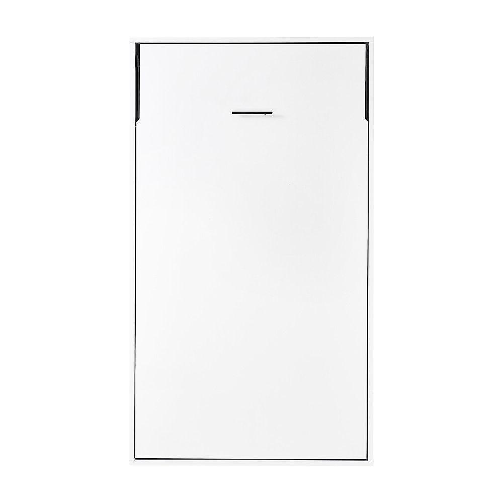 King-single Wall Bed in White Gloss – Space Saving Murphy Bed Kit with Black Door Handle