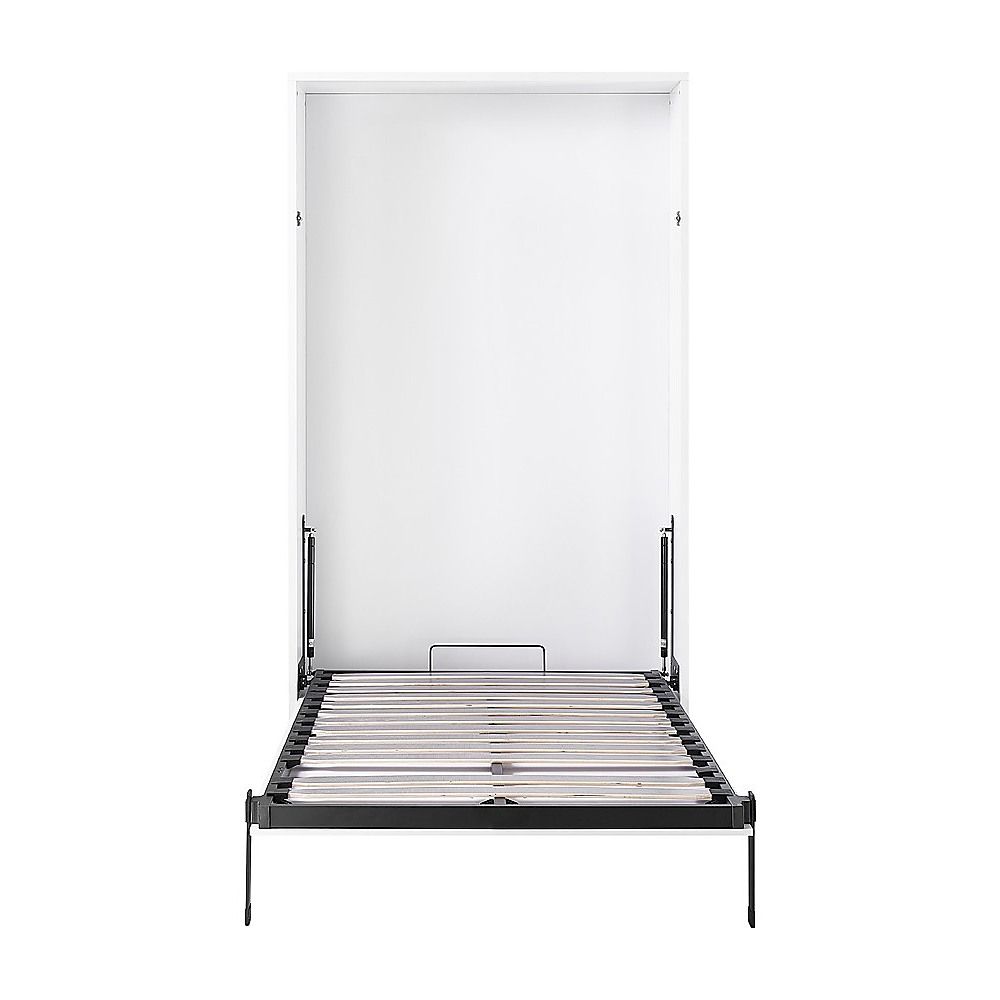 King-single Wall Bed in White – Space Saving Murphy Bed Kit with Silver Door Handle