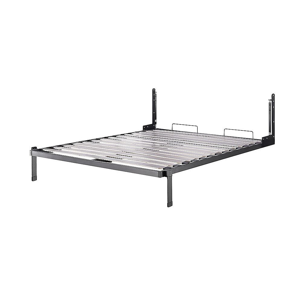 Queen Wall Bed in White – Space Saving Murphy Bed Kit with Black Door Handle