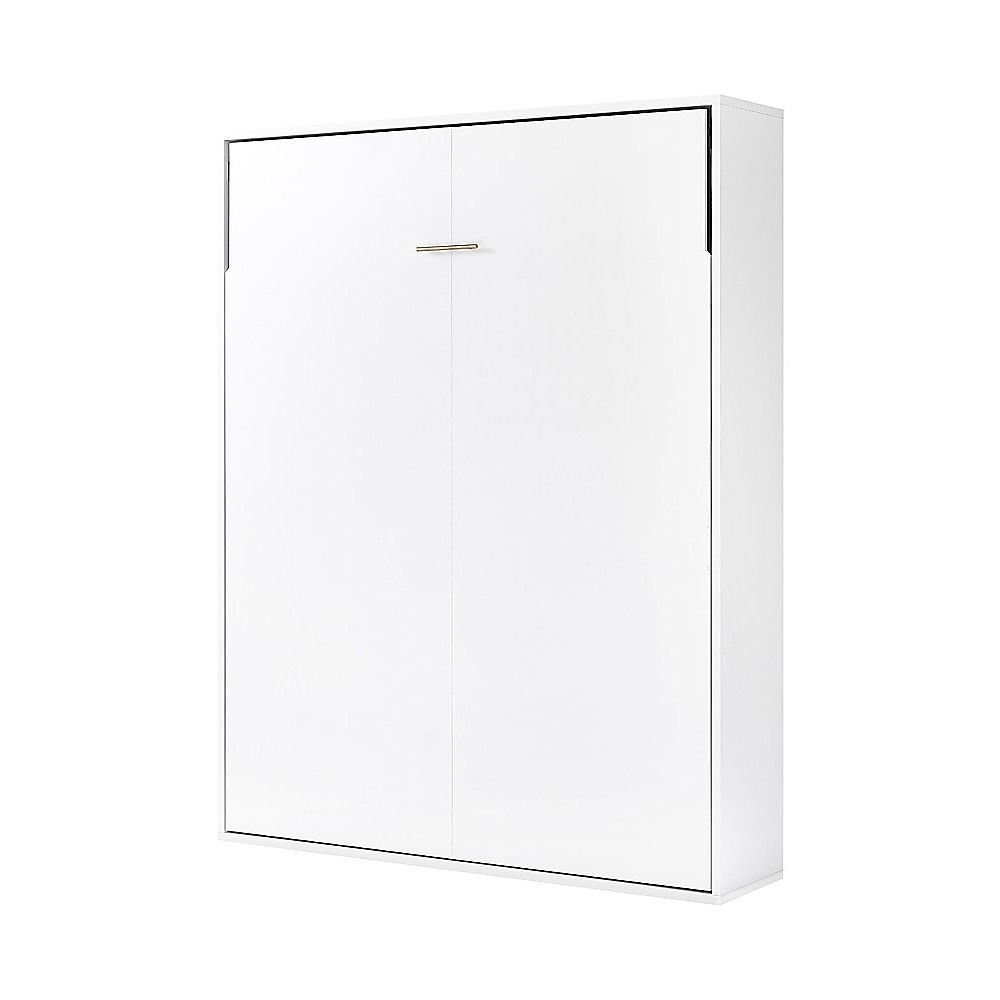 Queen Wall Bed in White – Space Saving Murphy Bed Kit with Black Door Handle