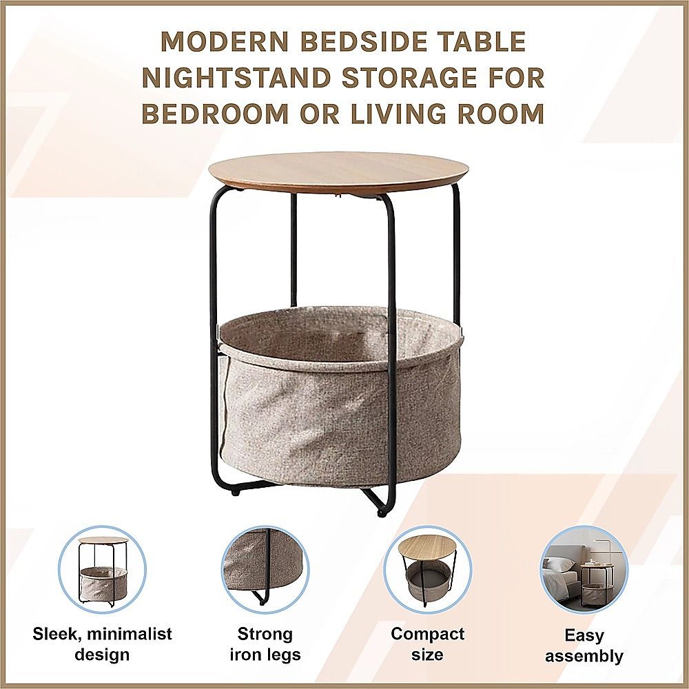Modern Bedside Table Nightstand Storage for Bedroom or Living Room