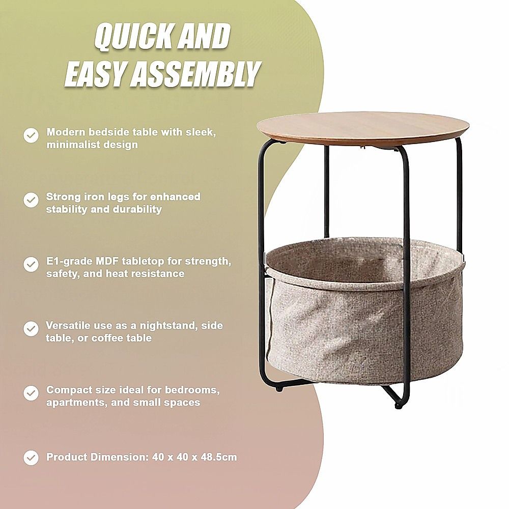 Modern Bedside Table Nightstand Storage for Bedroom or Living Room