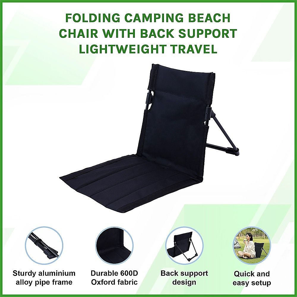 Folding Camping Beach Chair with Back Support Lightweight Travel
