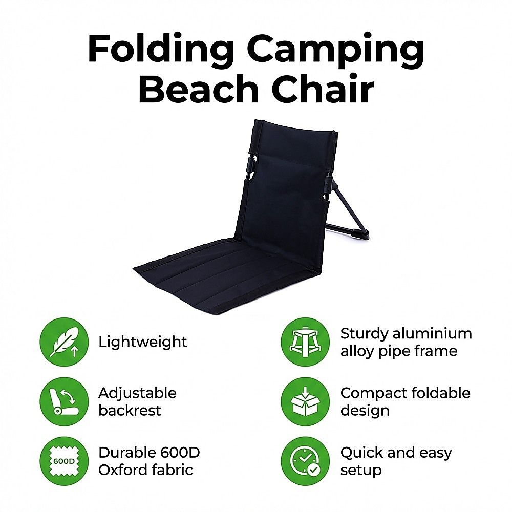 Folding Camping Beach Chair with Back Support Lightweight Travel