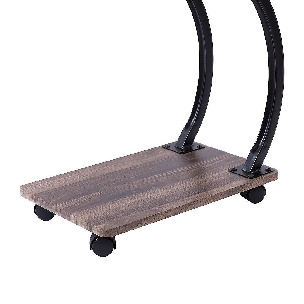 C-Shaped Corner End Table with Wheels Sofa Side