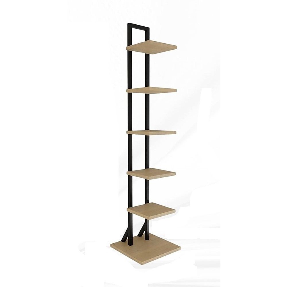 Bookshelf 6 Tier Corner Storage Rack Floor Standing Or Wall Mounted Bookcase Black Display Shelf For Living Room Organisation