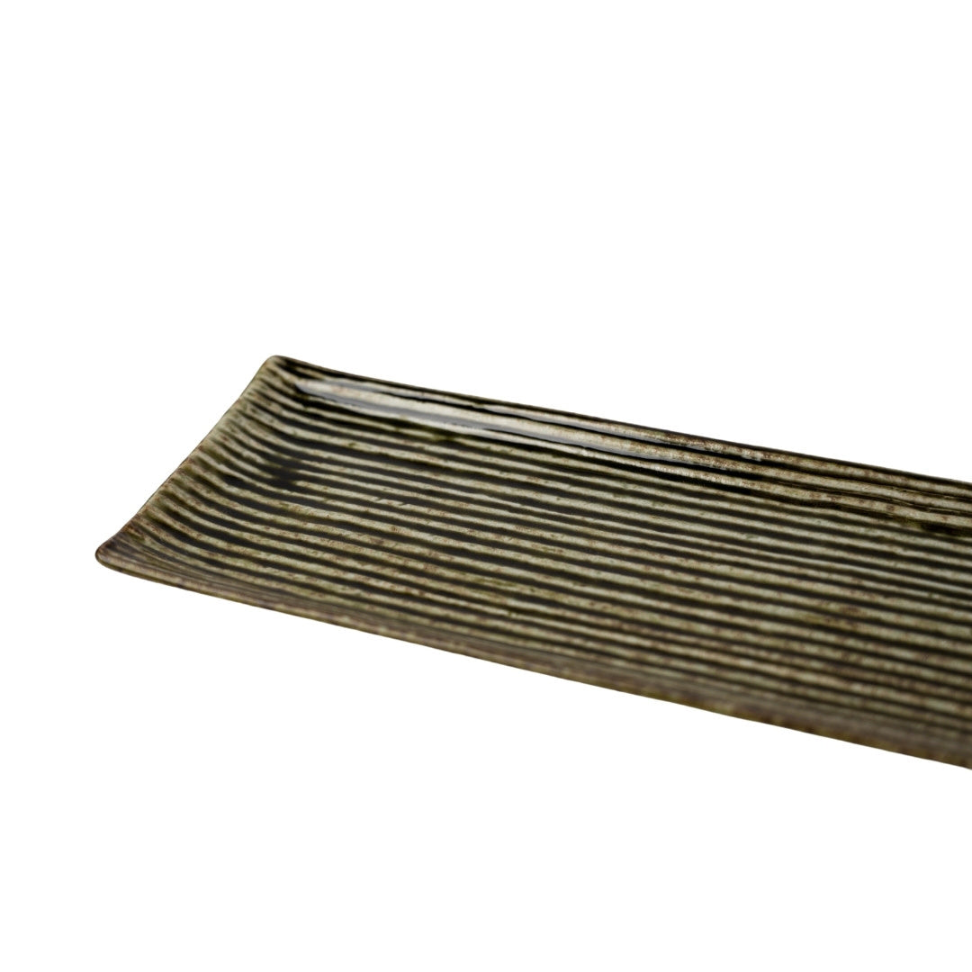 Sashimi Plate 33.2cm Green Contour Glaze