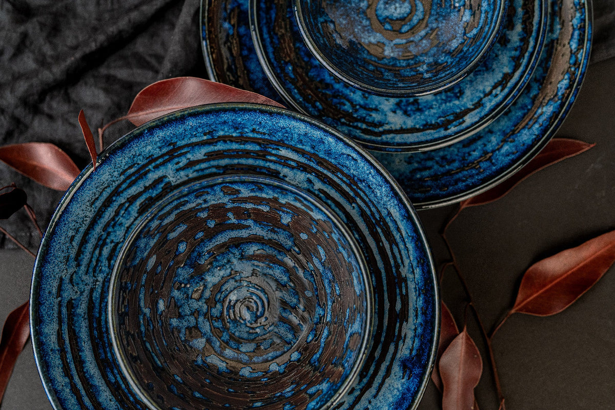 Pasta Bowl 24cm Copper Swirl Glaze