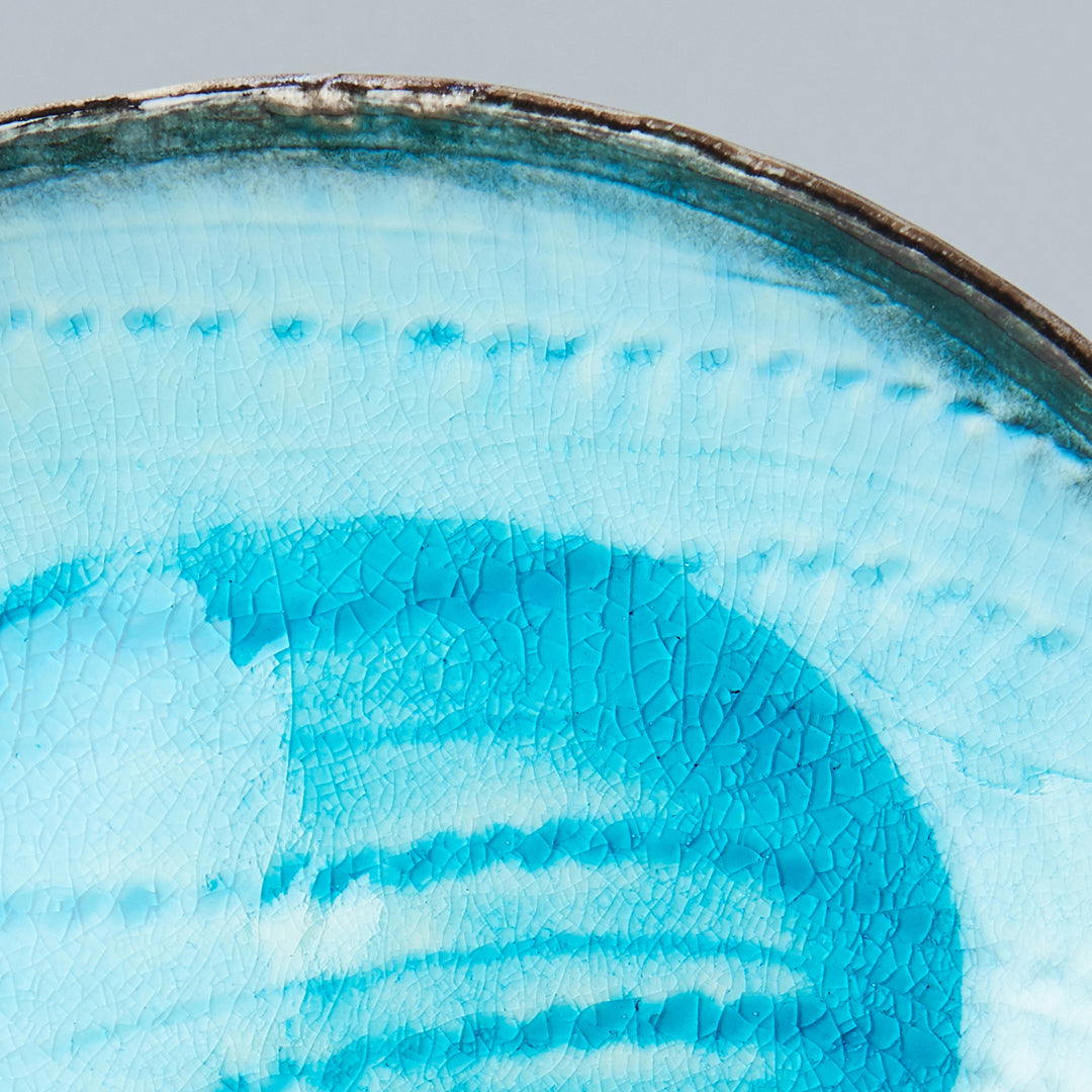 Plate Oval 24x20cm Sky Blue Glaze
